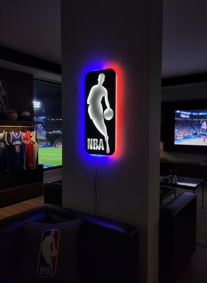 NBA Wall Art - Basketball Team Logo Light Up Decor Game Room Man Cave Gift