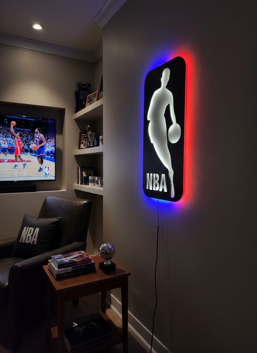 NBA Wall Art - Basketball Team Logo Light Up Decor Game Room Man Cave Gift