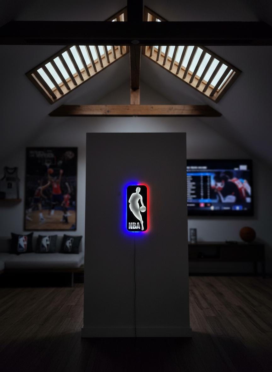 NBA Wall Art - Basketball Team Logo Light Up Decor Game Room Man Cave Gift