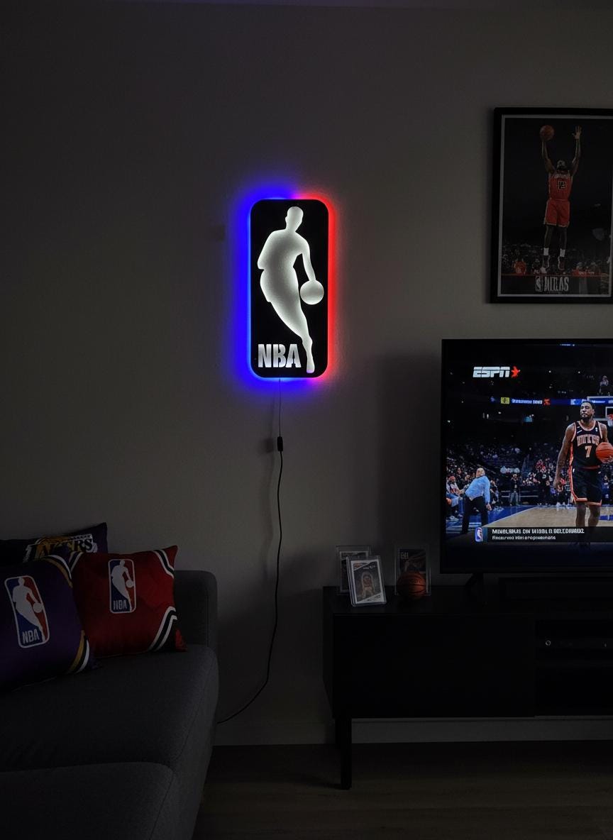NBA Wall Art - Basketball Team Logo Light Up Decor Game Room Man Cave Gift