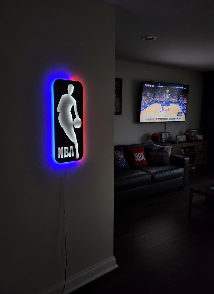 NBA Wall Art - Basketball Team Logo Light Up Decor Game Room Man Cave Gift