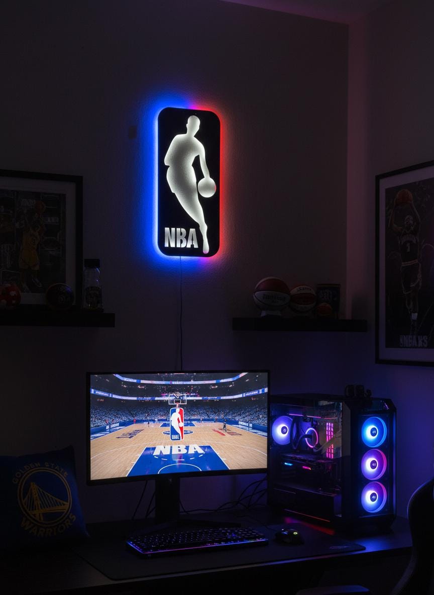 NBA Wall Art - Basketball Team Logo Light Up Decor Game Room Man Cave Gift