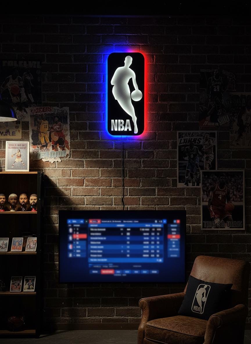NBA Wall Art - Basketball Team Logo Light Up Decor Game Room Man Cave Gift