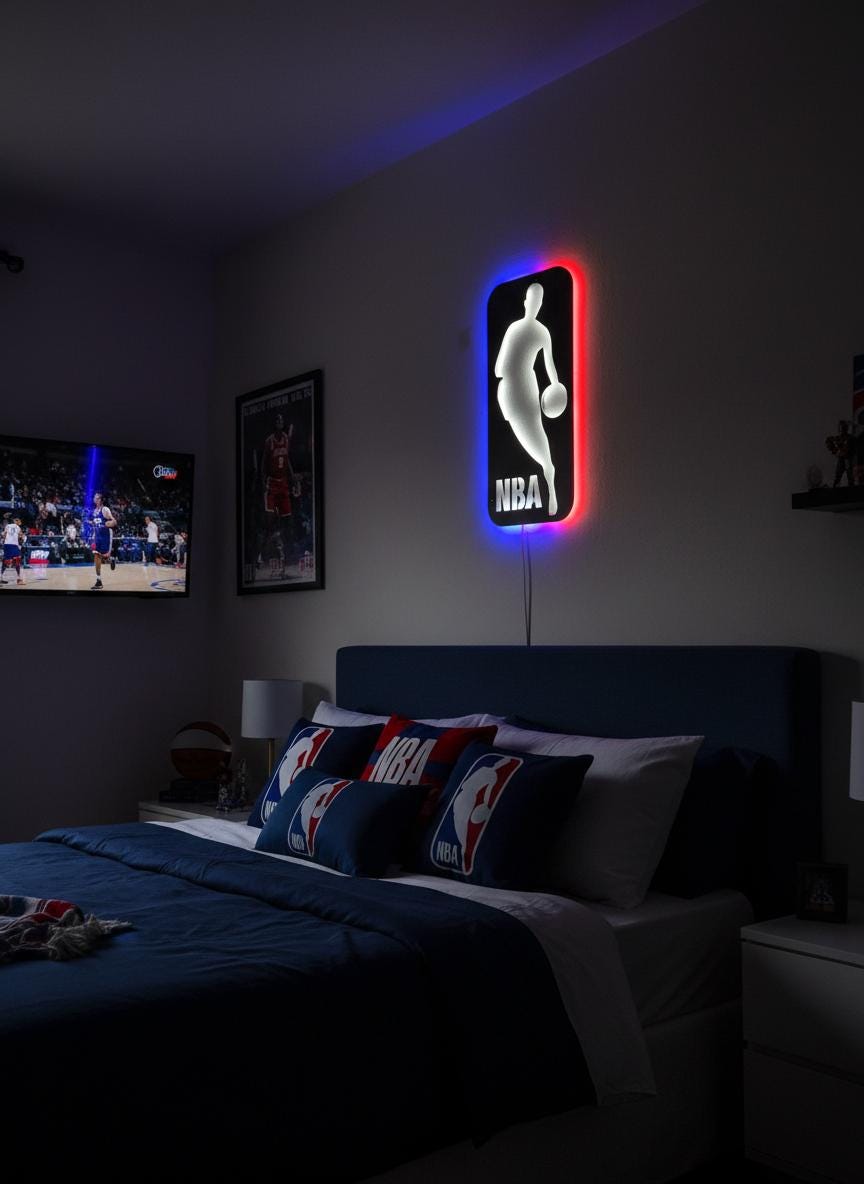 NBA Wall Art - Basketball Team Logo Light Up Decor Game Room Man Cave Gift