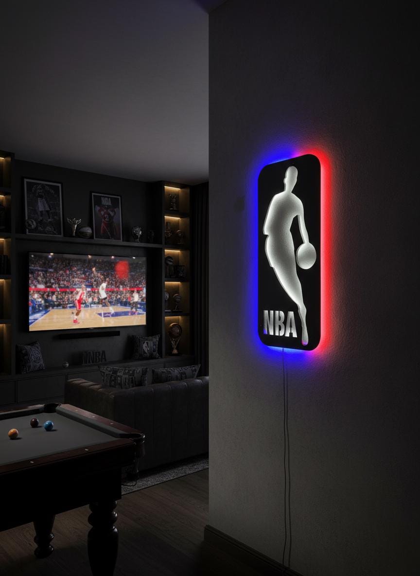 NBA Wall Art - Basketball Team Logo Light Up Decor Game Room Man Cave Gift