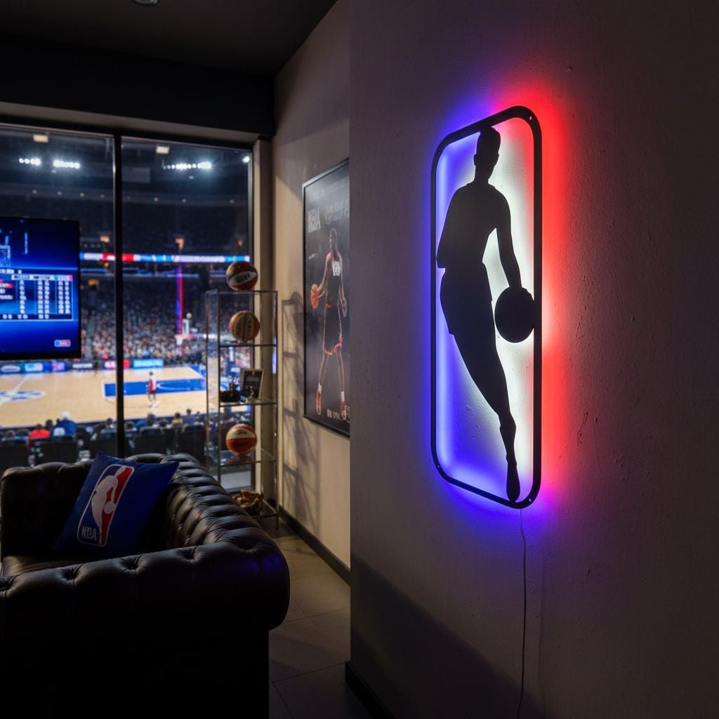 NBA Wall Art - Dynamic Custom Team Logo for Game Room Decor & Sports Fan Gift
