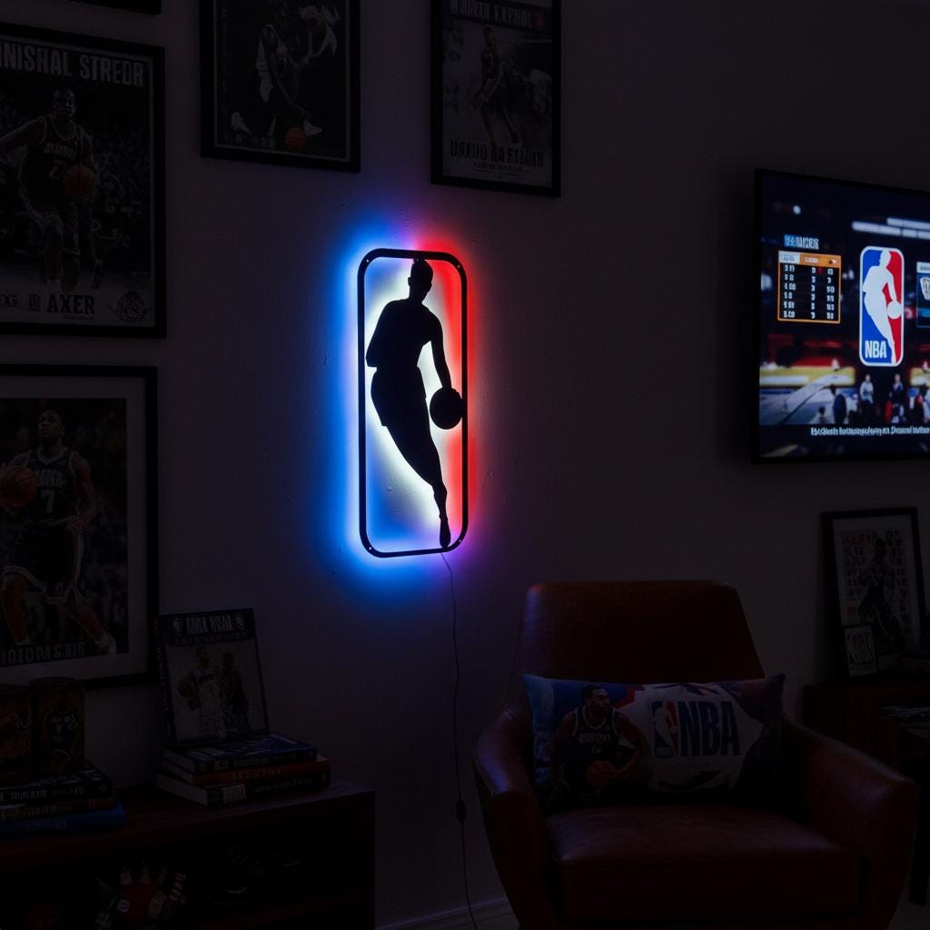 NBA Wall Art - Dynamic Custom Team Logo for Game Room Decor & Sports Fan Gift