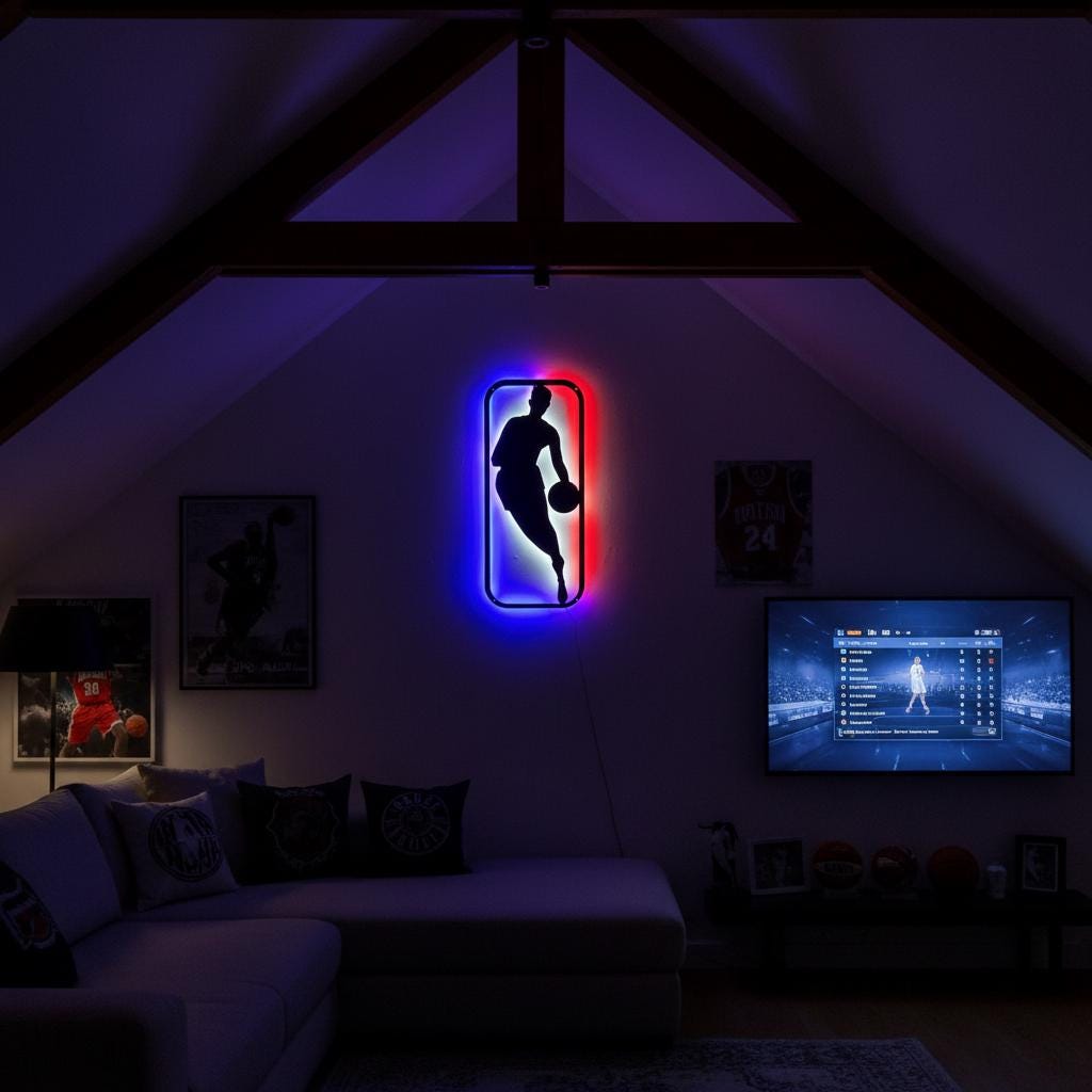 NBA Wall Art - Dynamic Custom Team Logo for Game Room Decor & Sports Fan Gift