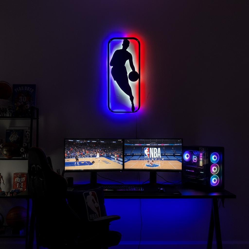 NBA Wall Art - Dynamic Custom Team Logo for Game Room Decor & Sports Fan Gift
