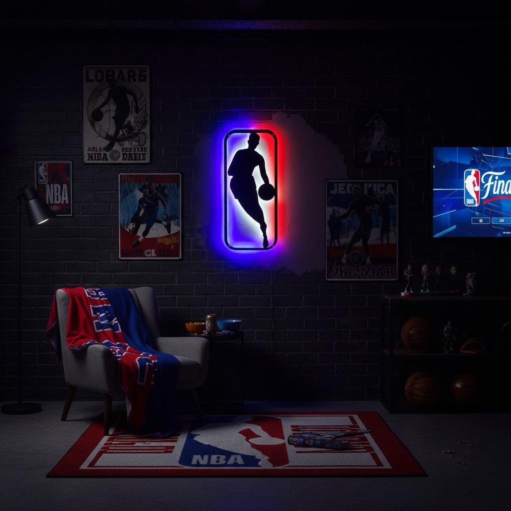 NBA Wall Art - Dynamic Custom Team Logo for Game Room Decor & Sports Fan Gift