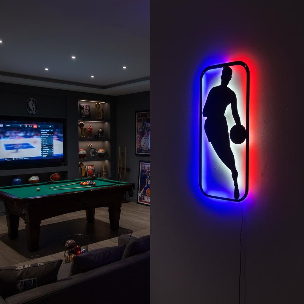 NBA Wall Art - Dynamic Custom Team Logo for Game Room Decor & Sports Fan Gift