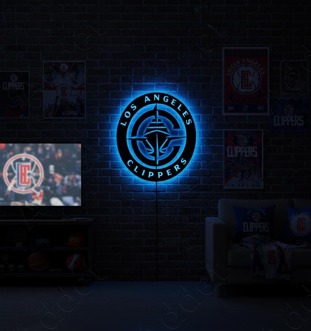 LA Clippers Sign - Dimmable Team Logo Backlit Wall Art NBA Game Room Decor