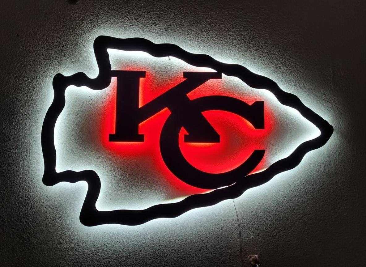 Kansas City Chiefs Wall Art - Team Logo Football Decor - Game Room Gift
