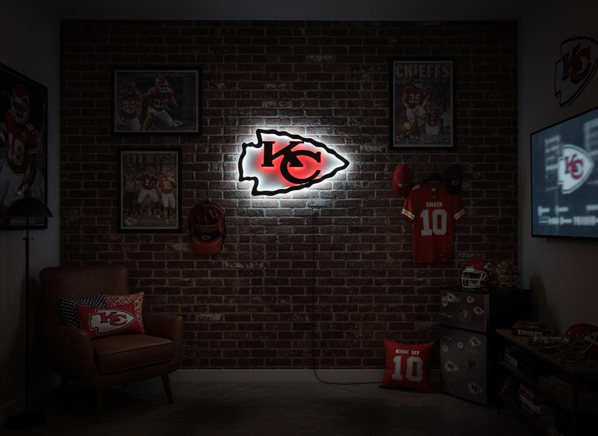 Kansas City Chiefs Wall Art - Team Logo Football Decor - Game Room Gift