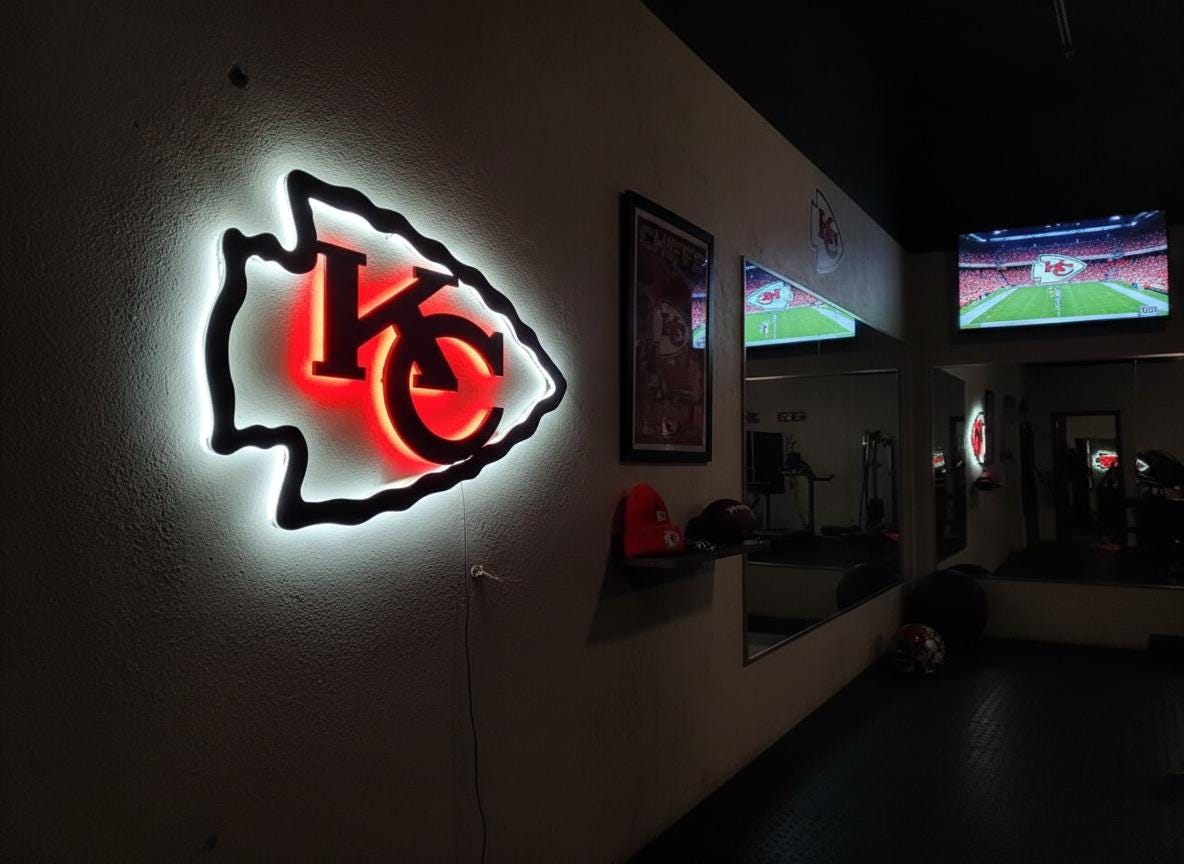 Kansas City Chiefs Wall Art - Team Logo Football Decor - Game Room Gift