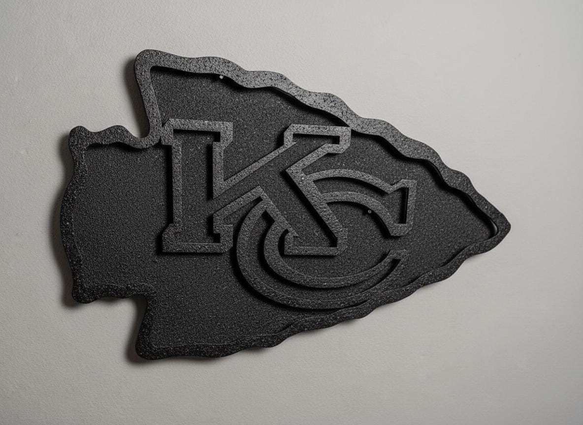 Kansas City Chiefs Wall Art - Team Logo Football Decor Man Cave Gift