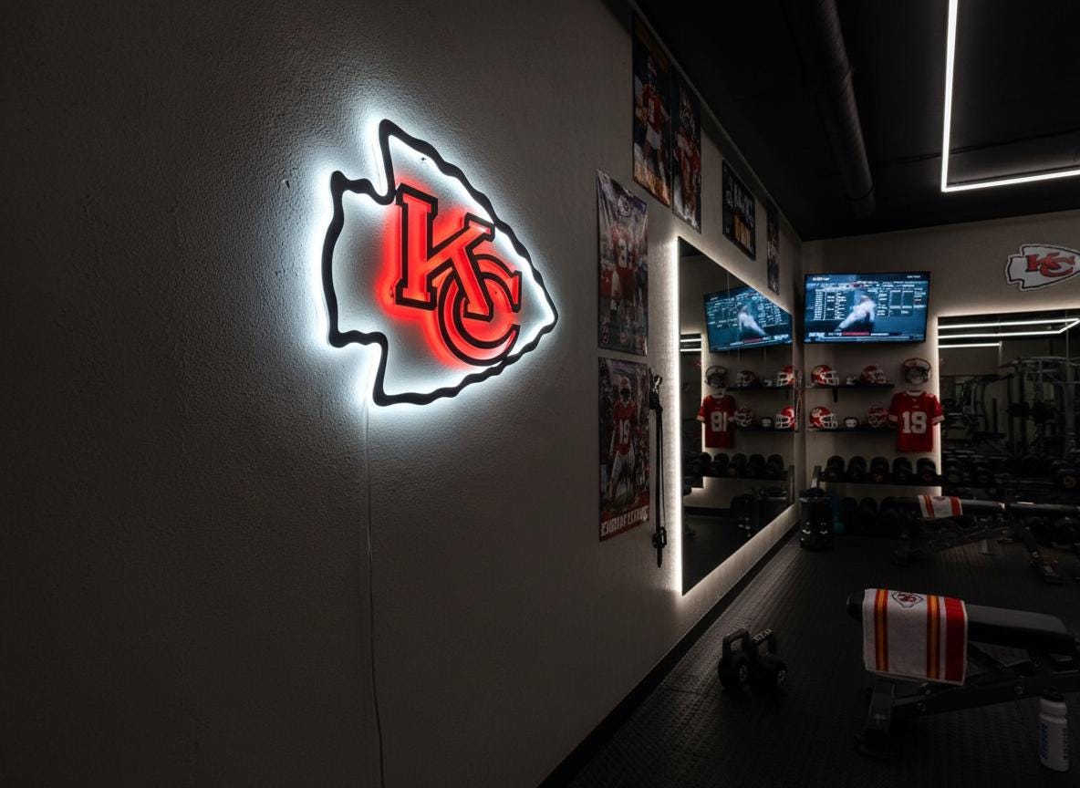 Kansas City Chiefs Wall Art - Team Logo Football Decor Man Cave Gift