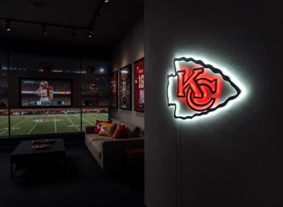 Kansas City Chiefs Wall Art - Team Logo Football Decor Man Cave Gift