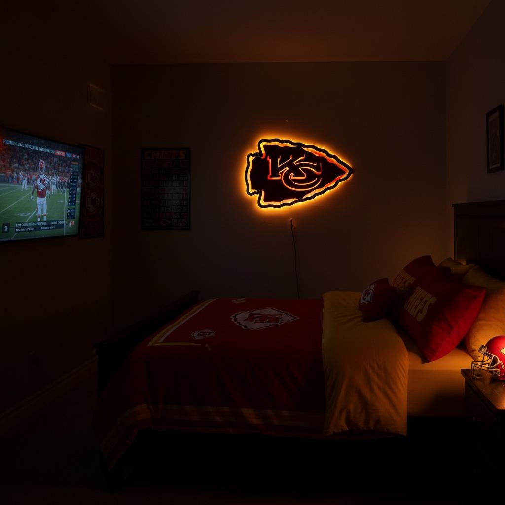 Kansas City Chiefs Sign - Team Logo Football Wall Art Man Cave Decor