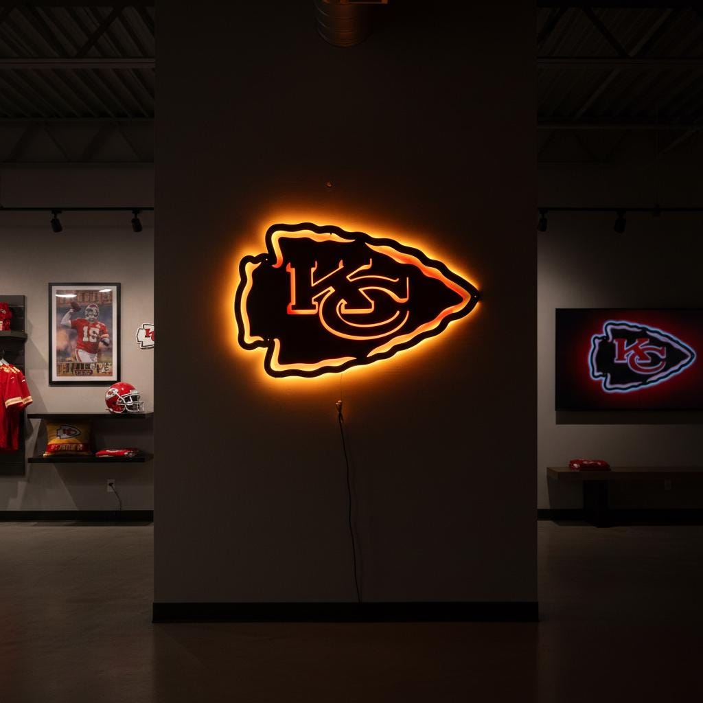 Kansas City Chiefs Sign - Team Logo Football Wall Art Man Cave Decor
