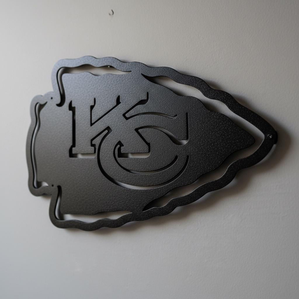 Kansas City Chiefs Sign - Team Logo Football Wall Art Man Cave Decor