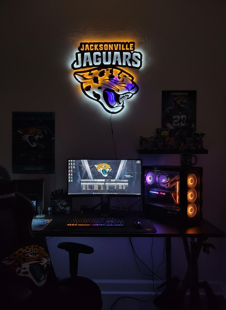 Jacksonville Jaguars Wall Art - NFL Football Team Logo Game Room Decor