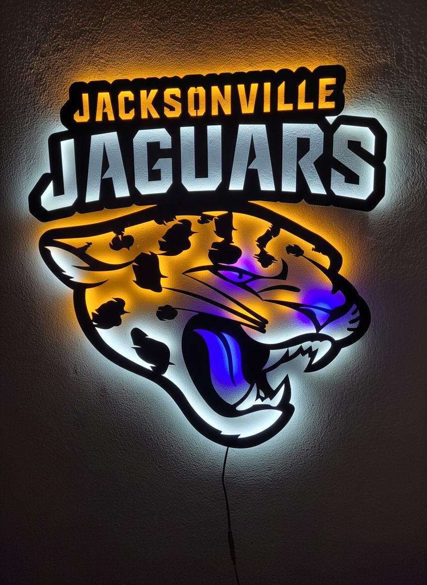 Jacksonville Jaguars Wall Art - NFL Football Team Logo Game Room Decor