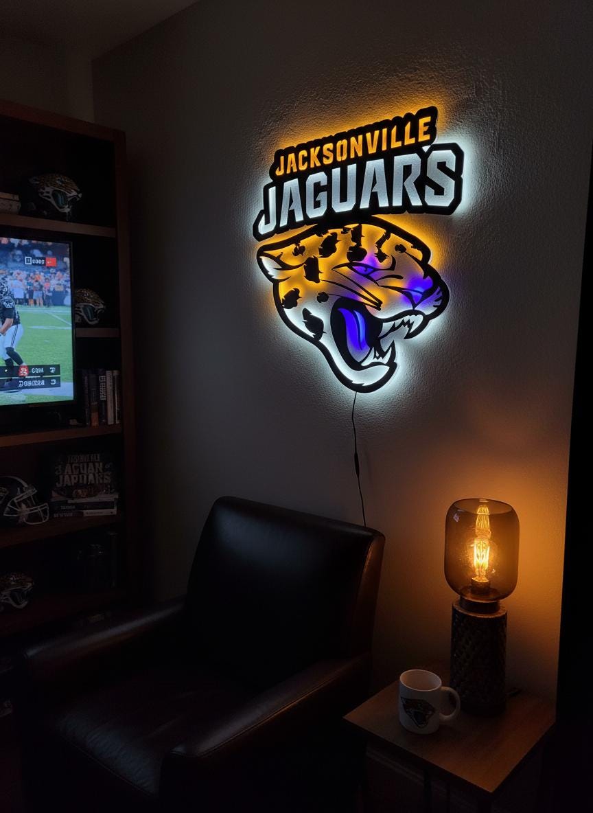 Jacksonville Jaguars Wall Art - NFL Football Team Logo Game Room Decor