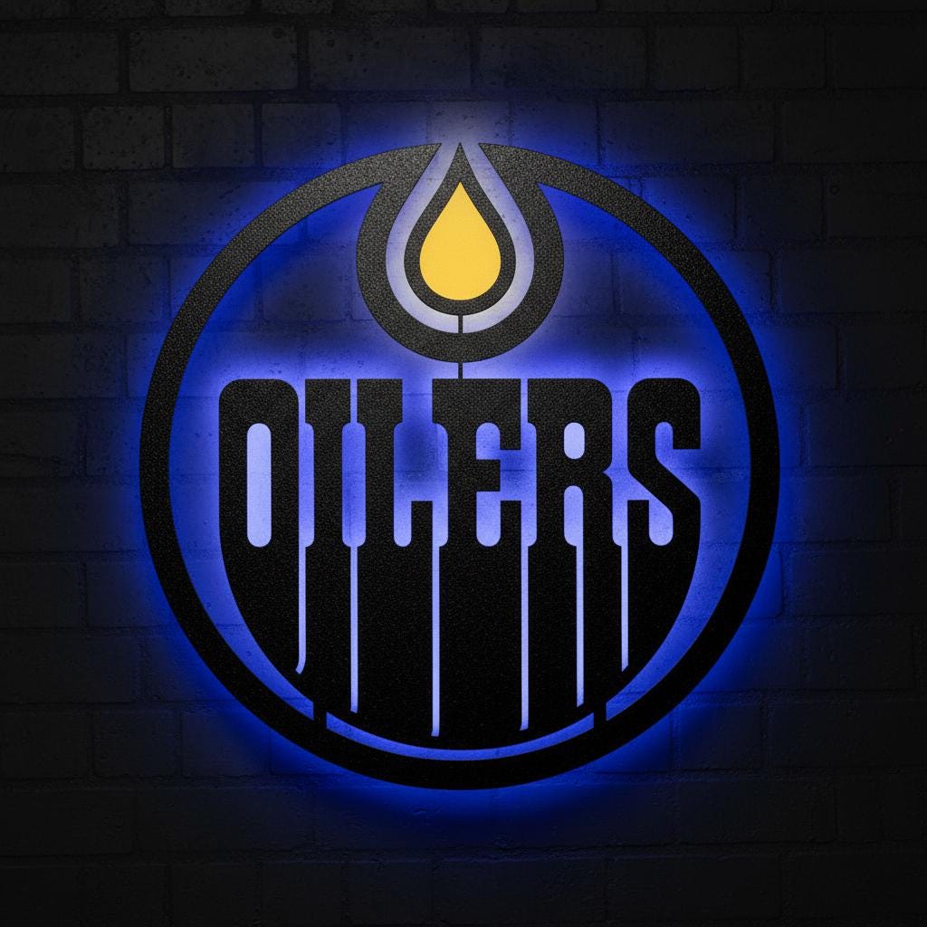 Edmonton Oilers Wall Art - Hockey Team Logo Light Up Game Room Decor
