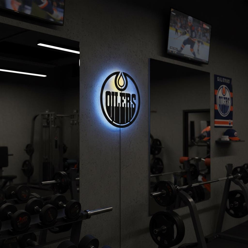 Edmonton Oilers Wall Art - Hockey Team Logo Light Up Game Room Decor