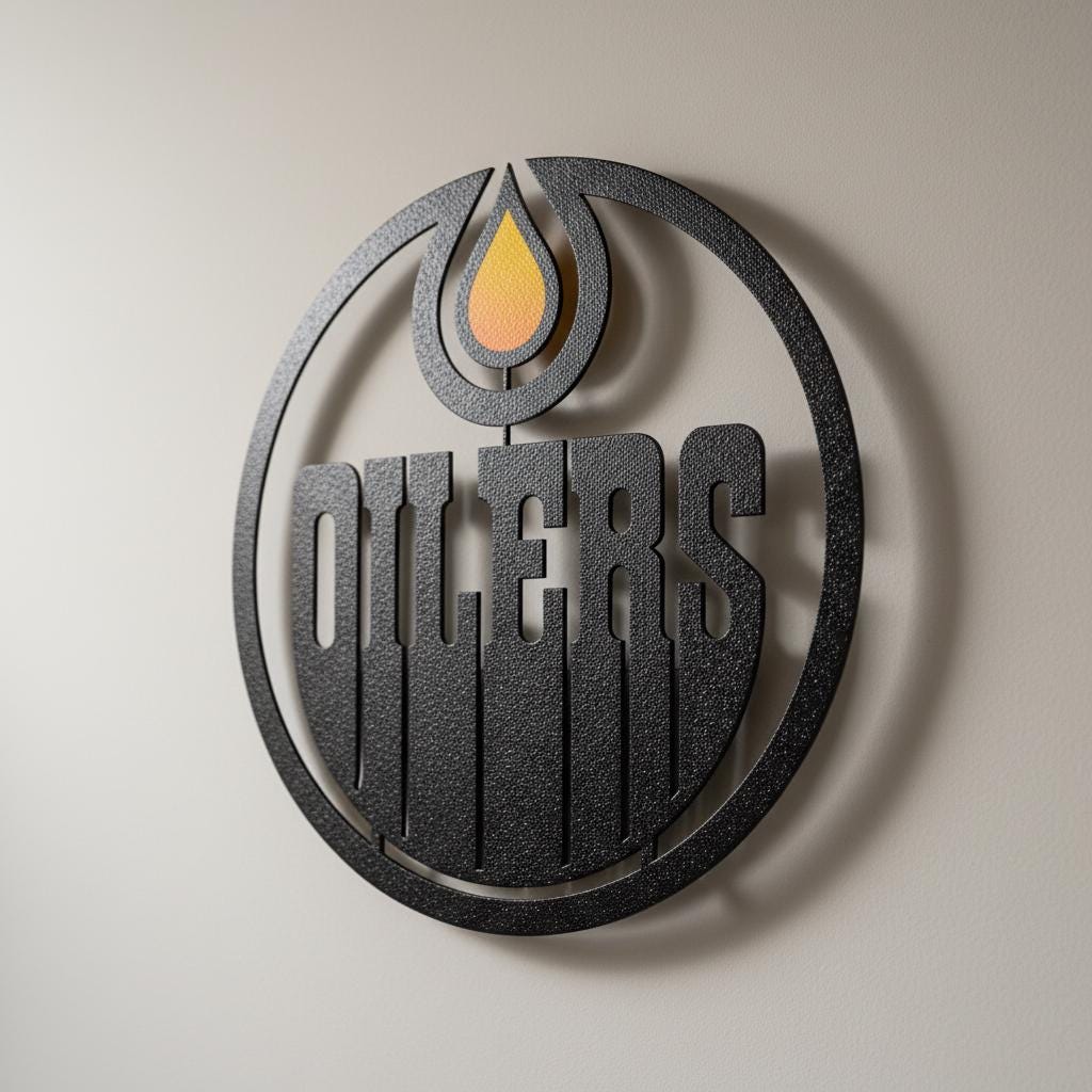 Edmonton Oilers Wall Art - Hockey Team Logo Light Up Game Room Decor