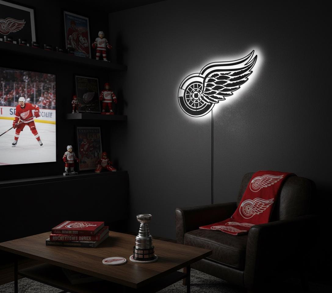 Detroit Red Wings Metal Wall Art – NHL Hockey Game Room Decor