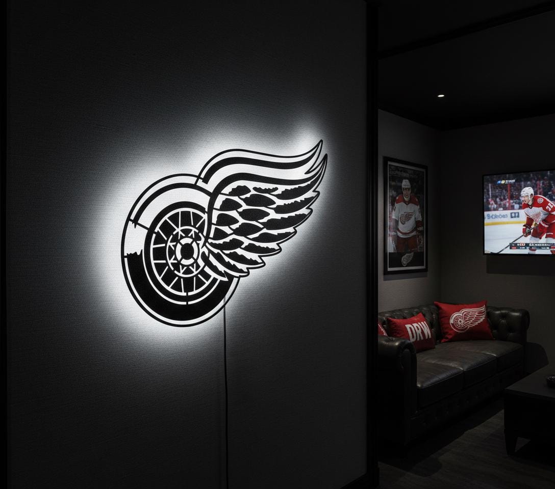 Detroit Red Wings Metal Wall Art – NHL Hockey Game Room Decor