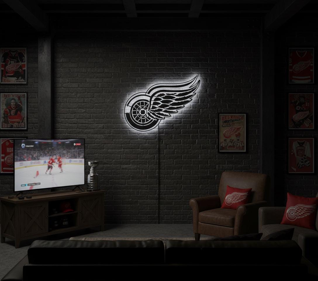 Detroit Red Wings Metal Wall Art – NHL Hockey Game Room Decor
