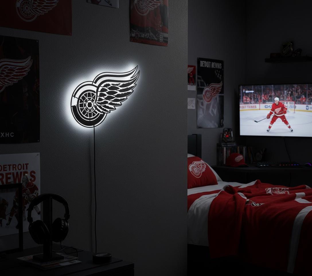 Detroit Red Wings Metal Wall Art – NHL Hockey Game Room Decor