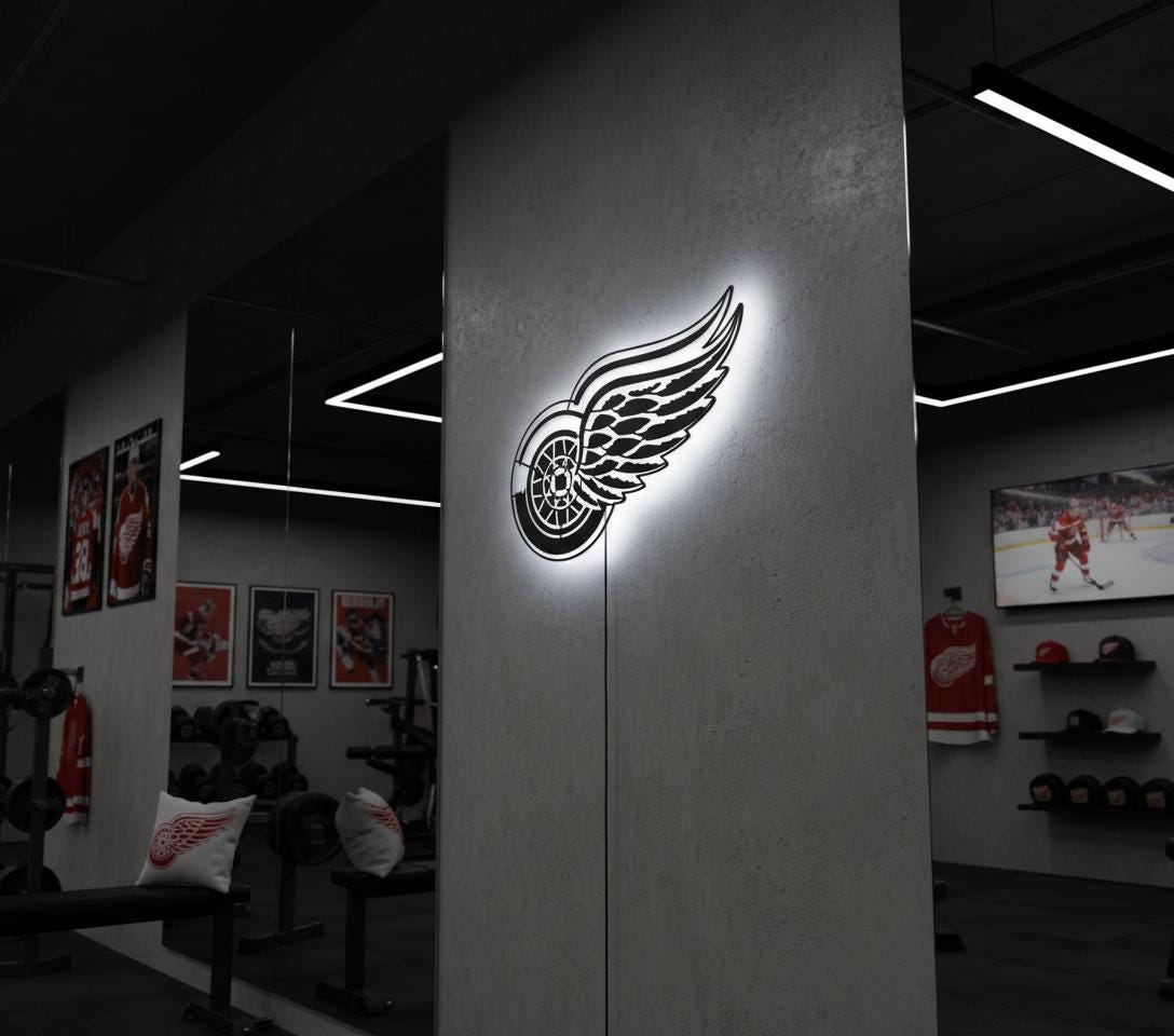 Detroit Red Wings Metal Wall Art – NHL Hockey Game Room Decor