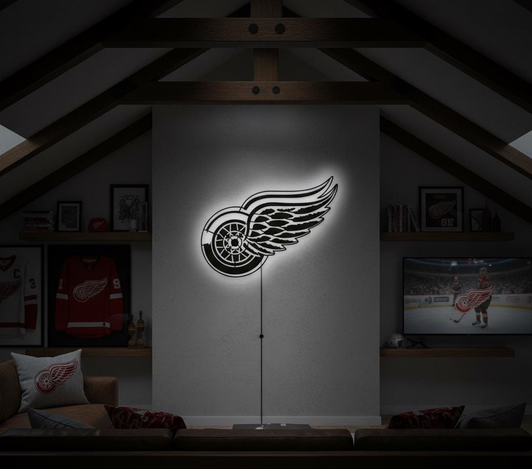 Detroit Red Wings Metal Wall Art – NHL Hockey Game Room Decor