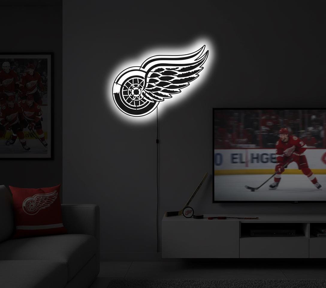 Detroit Red Wings Metal Wall Art – NHL Hockey Game Room Decor