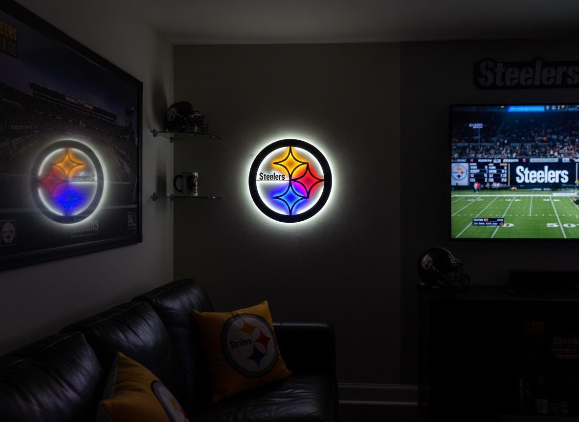 Pittsburgh Steelers Wall Art - Team Logo Football Decor Game Room Gift
