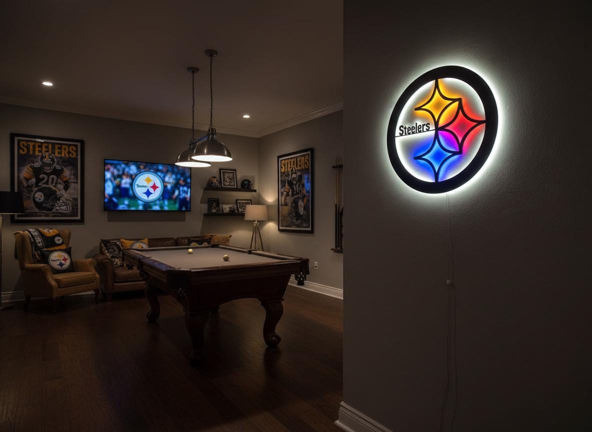 Pittsburgh Steelers Wall Art - Team Logo Football Decor Game Room Gift