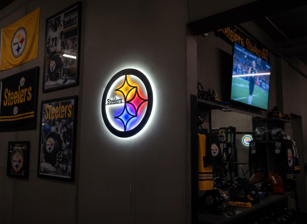 Pittsburgh Steelers Wall Art - Team Logo Football Decor Game Room Gift