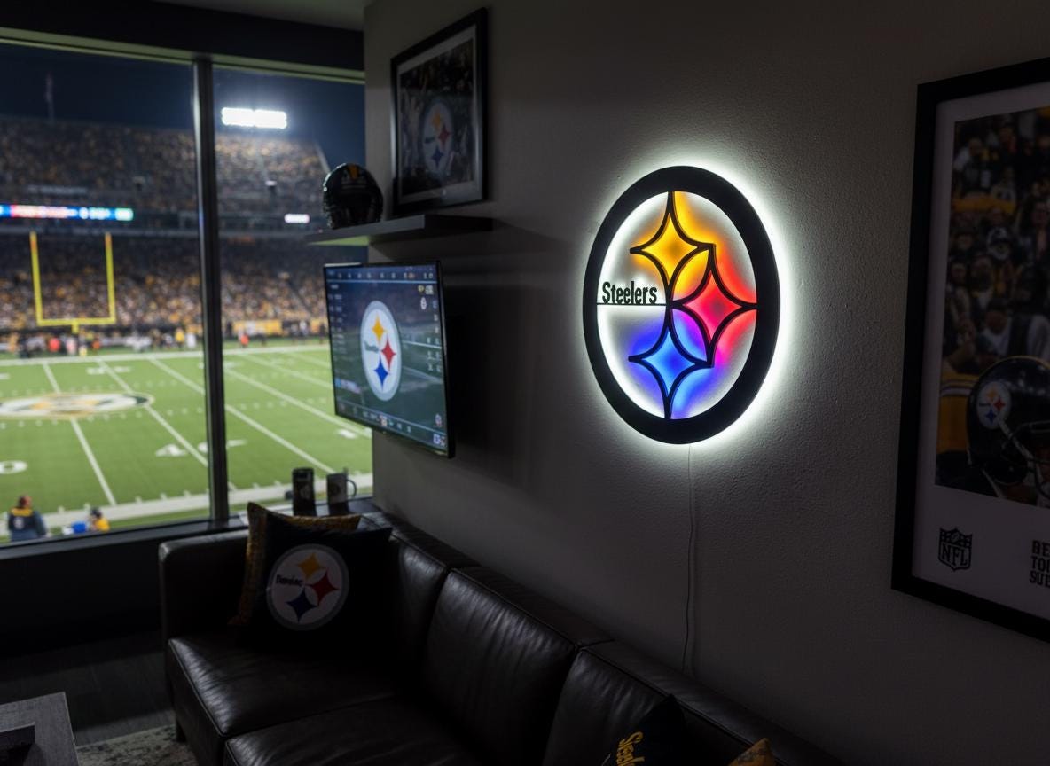 Pittsburgh Steelers Wall Art - Team Logo Football Decor Game Room Gift