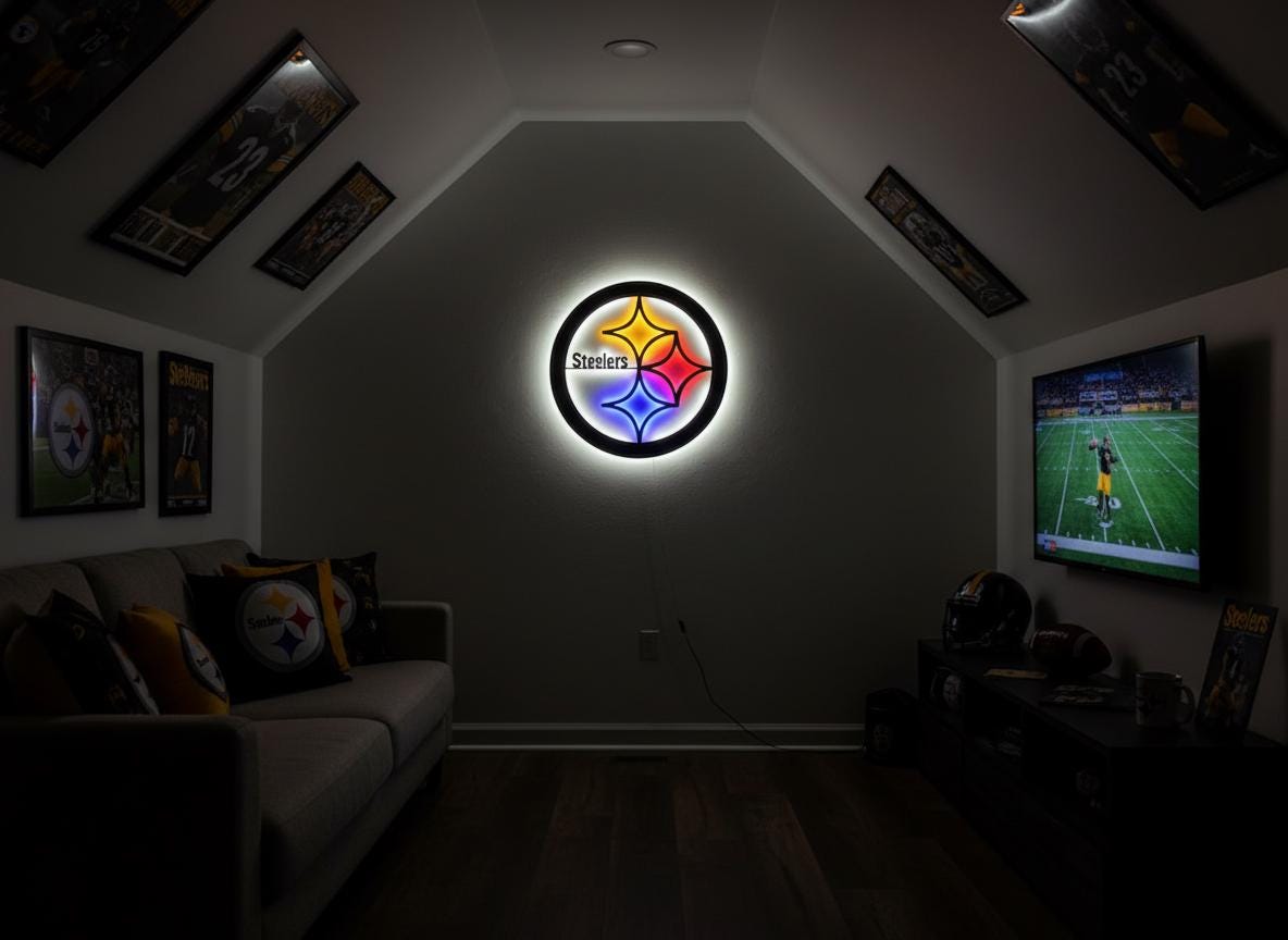 Pittsburgh Steelers Wall Art - Team Logo Football Decor Game Room Gift