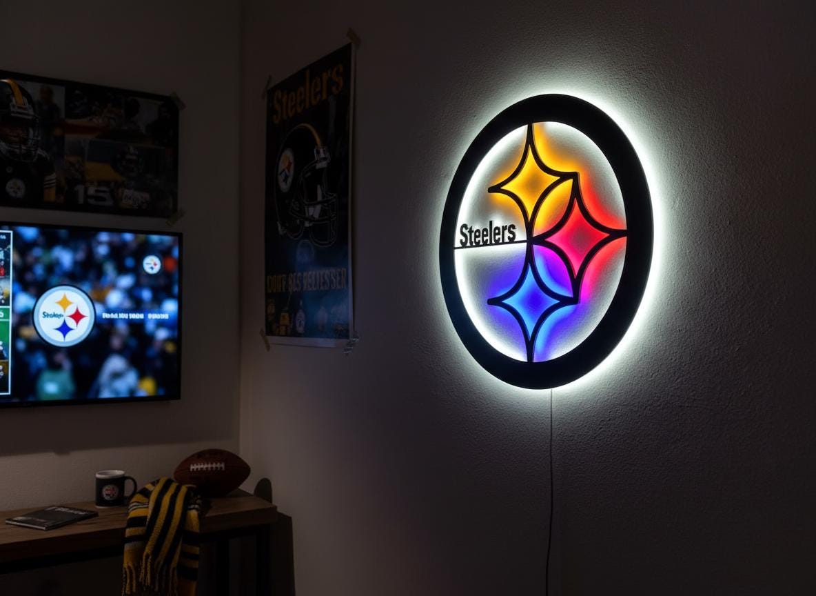 Pittsburgh Steelers Wall Art - Team Logo Football Decor Game Room Gift