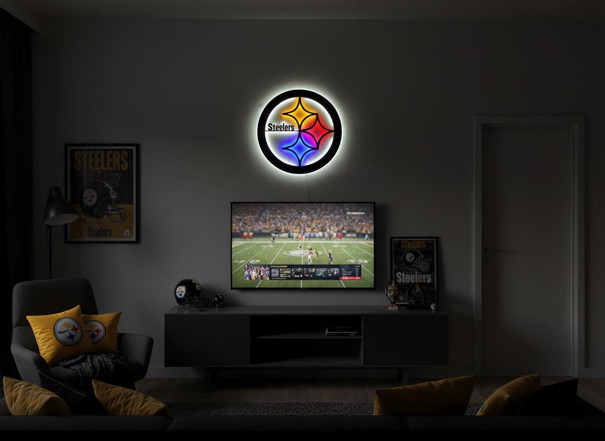Pittsburgh Steelers Wall Art - Team Logo Football Decor Game Room Gift