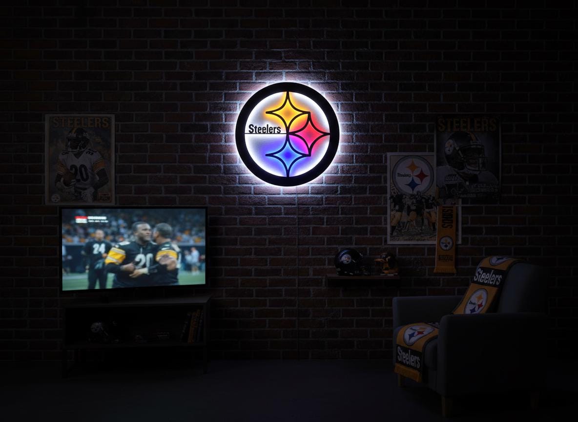 Pittsburgh Steelers Wall Art - Team Logo Football Decor Game Room Gift