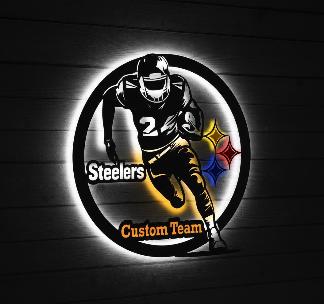 Pittsburgh Steelers Wall Art - Team Logo Sign for Man Cave & Game Room