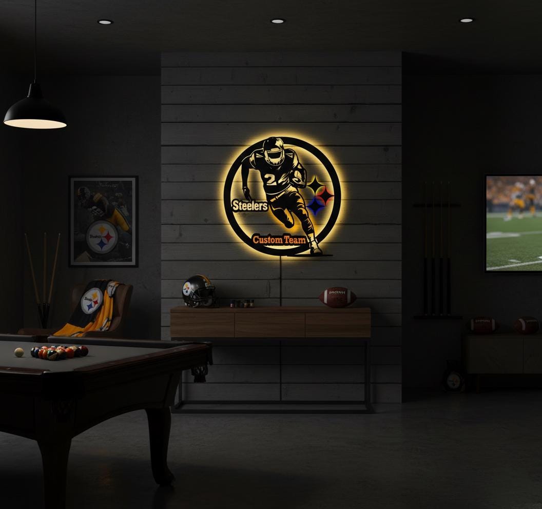 Pittsburgh Steelers Wall Art - Team Logo Sign for Man Cave & Game Room
