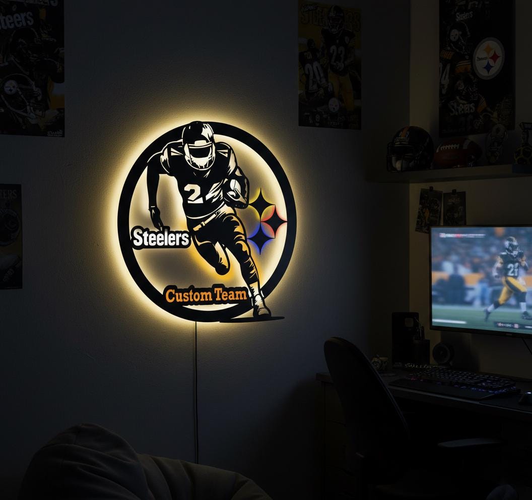 Pittsburgh Steelers Wall Art - Team Logo Sign for Man Cave & Game Room