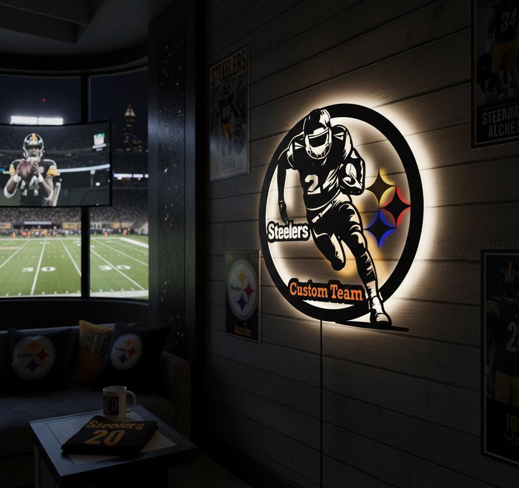 Pittsburgh Steelers Wall Art - Team Logo Sign for Man Cave & Game Room
